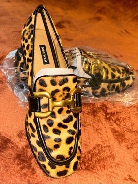 Nine West Leopard-Print Loafers with Gold Horsebit